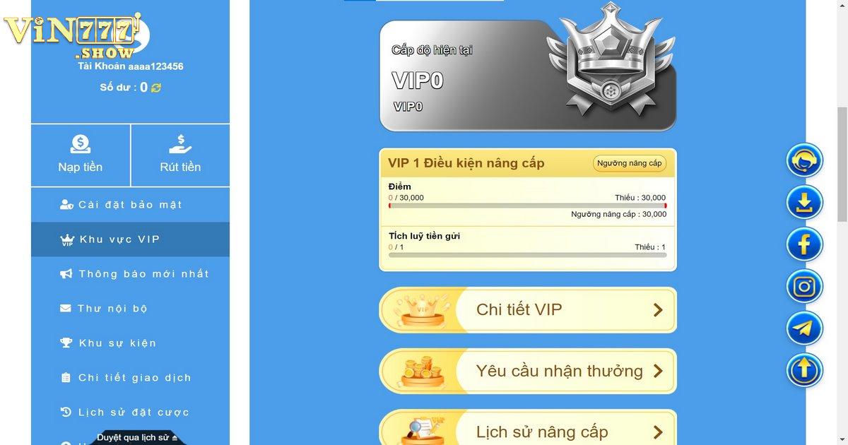 Giới thiệu về hệ thống Vip của Vin777